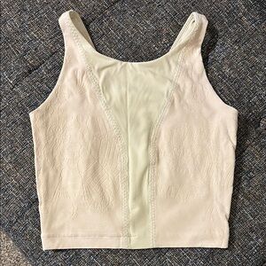 Nike Dri-fit Yoga Cream Textured Sleeveless Top Bra Small EUC